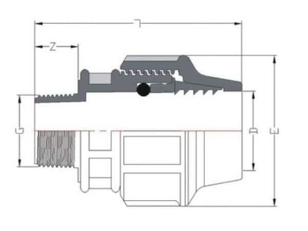 Ниппель ПЭ 32 х 1 1/4' нар., AV Engineering(Полипропилен, макс.  16 бар, макс.  40 °С)