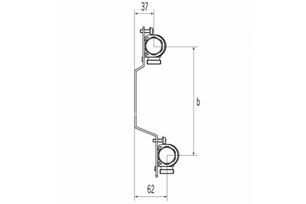 Распределительный коллектор (группа) для отопления Rehau HLV 11102071001 НР 1", на 5 контуров 3/4" EK, нержавеющая сталь, с концевыми группами