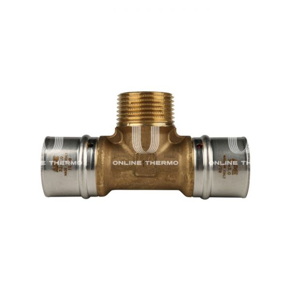 Тройник с наружной резьбой Stout SFP-0008-320132 32х1"х32, пресс-фитинг
