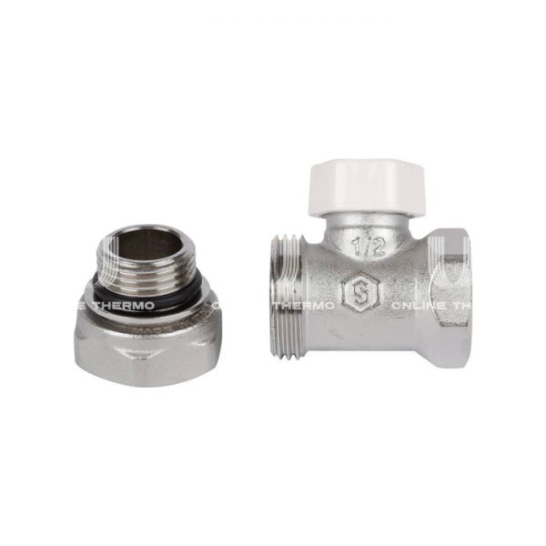 Запорный радиаторный клапан (вентиль) ручной регулировки Stout SVL-1156-100015, 1/2" ВР-НР, прямой, с уплотнением