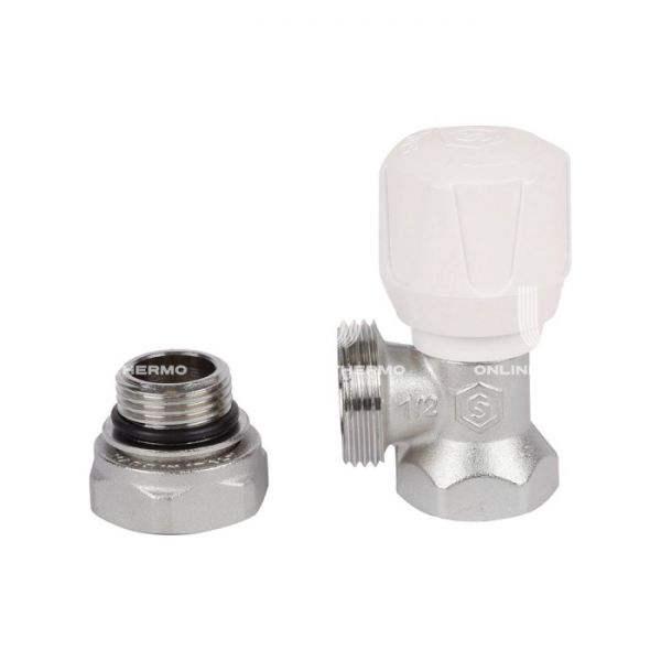 Радиаторный клапан (вентиль) ручной регулировки Stout SVR-2102-100015 1/2" ВР-НР, угловой, с уплотнением