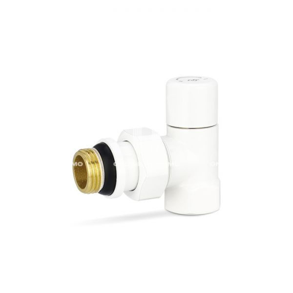 Радиаторный клапан ручной регулировки Varmega VMDV01-110404, 1/2" ВР-НР, угловой, белый