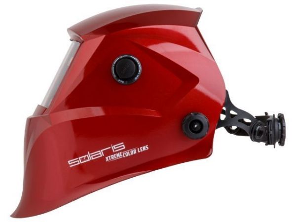 Щиток сварщика с самозатемняющимся светофильтром Solaris ASF650Х (красный металлик)(1/1/1/2; 100x45 мм (45,0 см2); DIN 3/9-13 (регул); 4 сенсора; естеств. передача цветов XtremeColorLe)