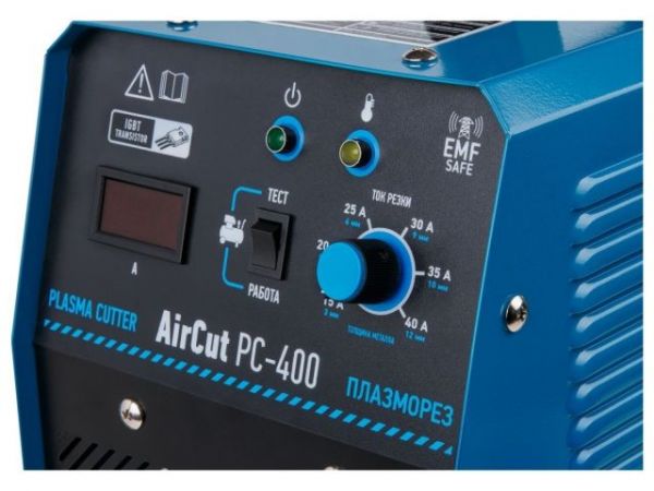 Плазморез Solaris AirCut PC-400(220 В; 15-40 А; Высоковольтный поджиг; встроен.компрессор; термозащита; плавный запуск)