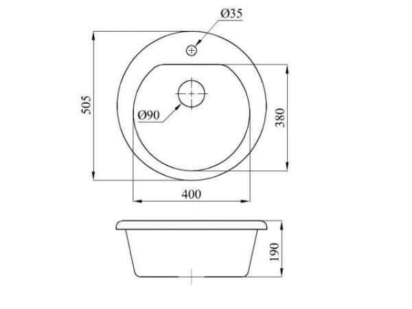 Мойка кухонная из искусственного камня GOLD гранит 505х505 мм, AV Engineering
