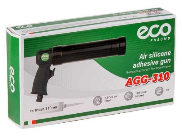 Пневмопистолет для герметика ECO AGG-310(Картридж: 310 мл; 140 л/мин)