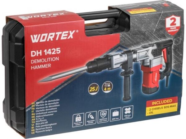 Отбойный молоток WORTEX DH 1425 в чем. 1400 Вт, 25 Дж, SDS-max, 3800 уд/мин(6,1 кг;)
