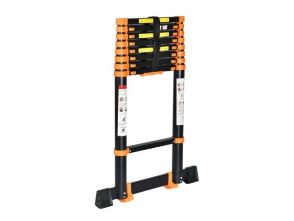 Лестница телескопическая 1-секц. алюм. 350см, 9 ступ. 8,5кг BLACK LINE STARTUL (ST9931-035)(ширина ступени 8см, прорезиненные колеса и доп.стабилизаторы)