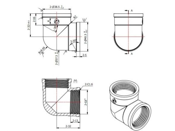 Колено 1' вн.-вн., AV Engineering (инд. упак.)