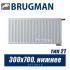 Стальной радиатор Brugman FEV тип 21 300x700, нижнее подключение