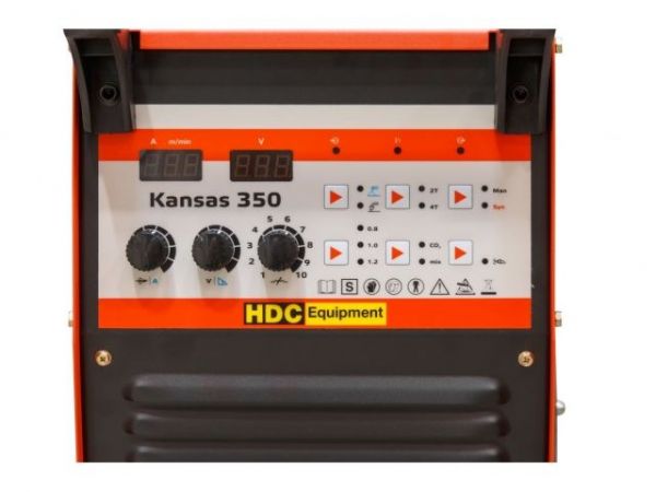 Полуавтомат сварочный HDC Kansas 350(380В, MIG/FLUX/MMA, евроразъем, синергетич. режим)