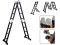 Лестница алюм. многофункц.4х4 ступ.(стрем.-229см,лестн.-465см) 13,8кг BLACK LINE STARTUL (ST9930-04)(усиленное шарнирное соединение, прорезиненные колеса и доп.стабилизаторы)