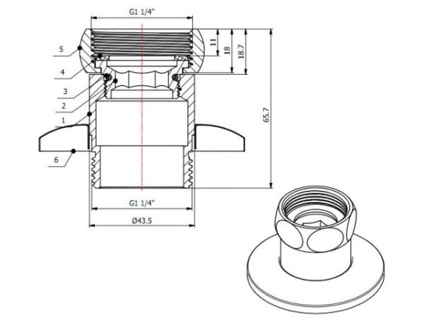 Американка прямая 1 1/4' вн.-нар. ХРОМ, AV Engineering (2 шт. в уп.)(для полотенцесушителя, макс. 70 С, макс. 16 бар)