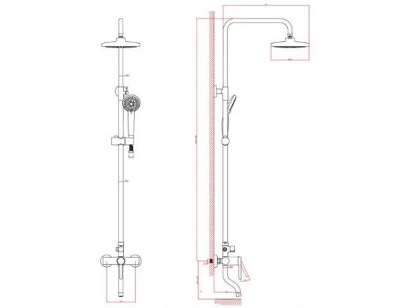 Душевая система (Lt) D35, серия Lotus белый, a-five(На стену, Короткий излив, Троп. душ: вынос 405 мм, диаметр 200 мм.)