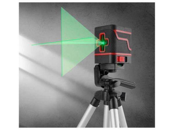 Нивелир лазерный Wortex LL 0210 X со штативом в кор. 2х110°, до 15 м, +/- 0.3 мм/м, зеленый(резьба 1/4', штатив 65 см в комплекте)