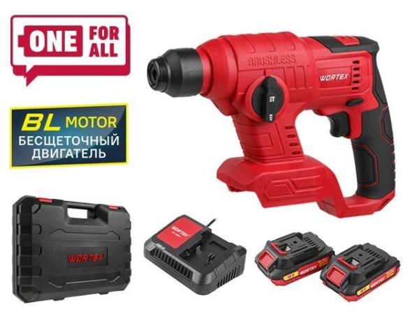 Перфоратор WORTEX CRH 1810 в чем. ALL1 XLT SET БЕСЩЕТ., 18 В, 1.2 Дж, 20 мм, 2х2 А*ч(18.0 В, БЕСЩЕТОЧНЫЙ, , 1.2 Дж, вес 1,14 кг)
