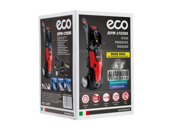 Очиститель высокого давления ECO HPW-1723RS(2.30 кВт; 165 бар; 490 л/ч; самовсасывание; барабан для хранения шланга)