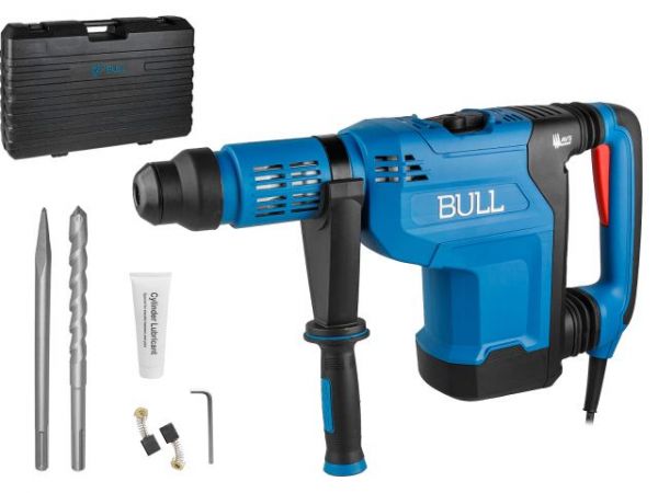 Перфоратор BULL BH 5001 в чем. 1500 Вт, 5-15 Дж, 50 мм, 2 реж. + 1 зуб., 1 сверло, SDS-max, рег. об. (Рег. об., конст. элек., плав. пуск, автостоп щеток, защит. муфта)
