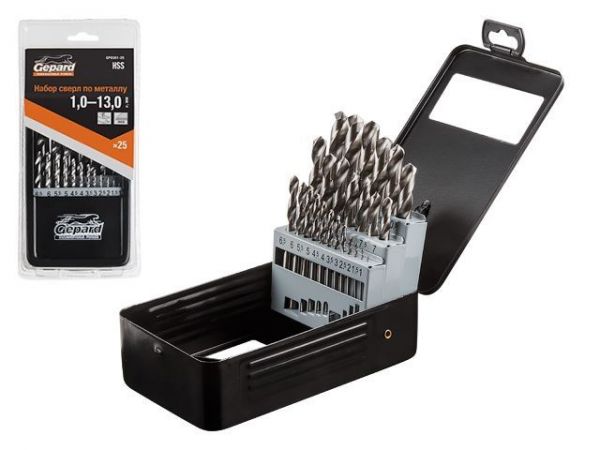 Набор сверл по мет. 25шт 1-13мм HSS GEPARD(сверло по металлу)