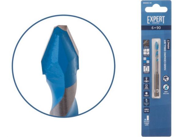 Сверло по керамограниту  6x90 мм EXPERT STARTUL(сухое сверление)