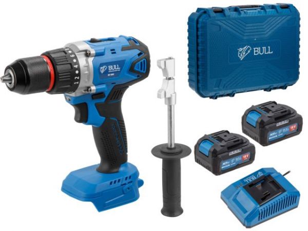 Дрель-шуруповерт BULL SR 1802 в чем. XLTpro БЕСЩЕТ., 18 В, 80 Н*м, 2*4 А*ч, БЗП 13 мм(шурупы до 10 мм)
