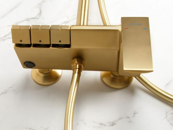 Душевая система (Lt) D35, серия Lily бронза, a-five(На стену, Излив потайной в корпусе, Троп. душ: вынос 405 мм, габариты 300х200  мм.))