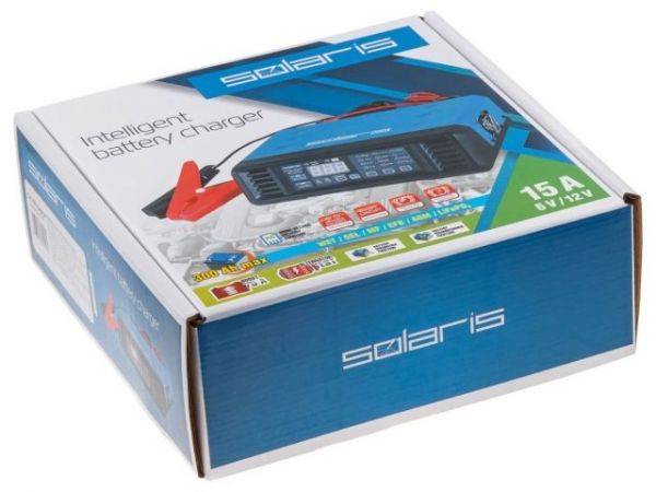 Зарядное устройство Solaris CH-161 Digital  Зарядное устройство Solaris CH-161 Digital(6 В / 12 В; 15 А; до 300 А*ч; 9-ступенч.инверт.; Boost 75 A; тест генератора)