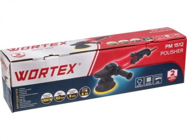 Полировальная машина эксцентриковая WORTEX PM 1512 в кор. 1100 Вт, 150 мм, 1000-4500 об/мин(рег.об., конст.эл., эксцентрик, шнур 4 м)
