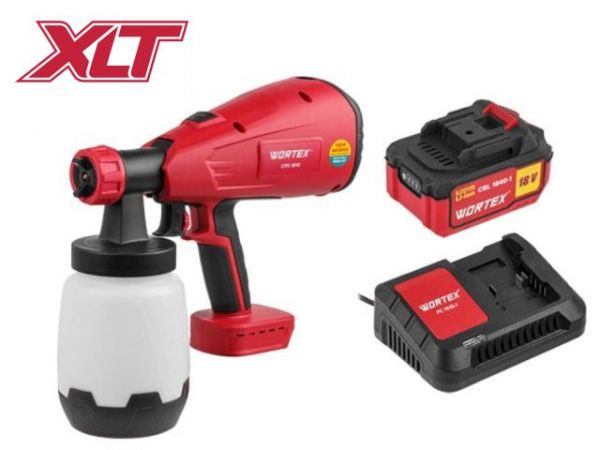 Краскораспылитель WORTEX CPS 1810 в кор. ALL1 XLT SET 18В, 1 акк., 4 Ач, 700 мл/мин, 1 л б(18 В, 1 акк., 4 Ач, ЗУ, 700 мл/мин, 1 л бак, 2.6 мм сопло, 50 DIN)