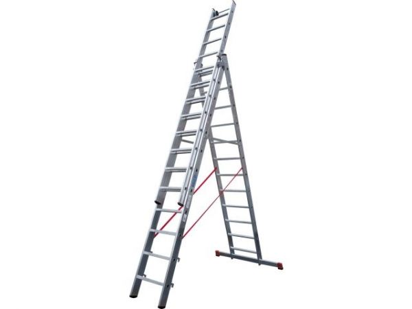 Лестница алюм. 3-х секц. 309/796/328см 3х12 ступ., 23,5кг  NV5230 Новая Высота(макс. нагрузка 150кг)