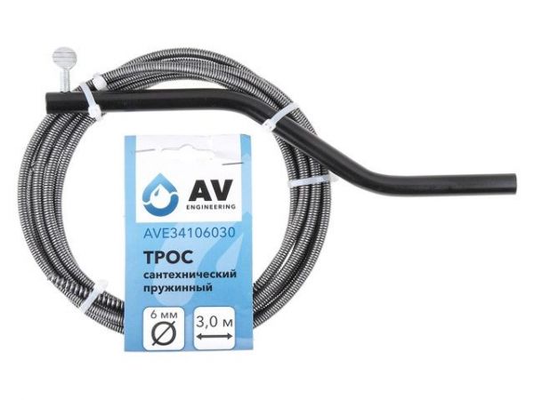 Трос сантехнический пружинный ф 6 мм длина 3 м AV Engineering(Стальной)