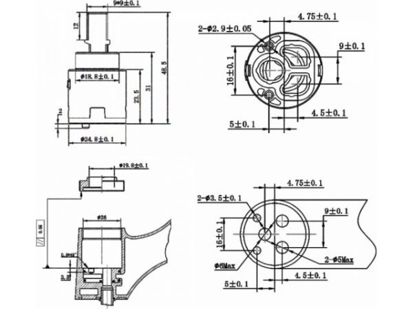 Картридж D25 для смесителя, тип B, AV Engineering