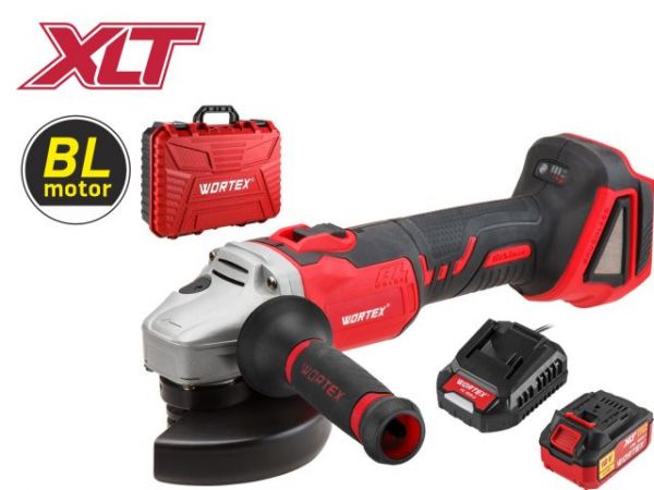 Углошлифмашина WORTEX CAG 1812 E в чем. ALL1 XLT SET БЕСЩЕТ., 18 В, 125 мм, 8000 об/мин(рег. об.)