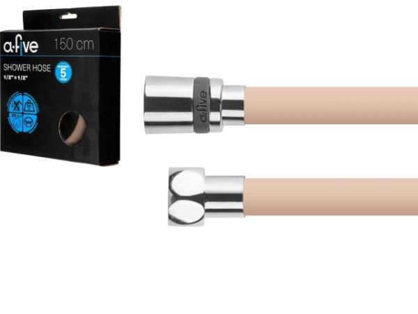 Шланг душевой, Si, 1/2' г-г 150 см, коричневый, a-five(Гайка латунь (anti-twist), 25 бар)
