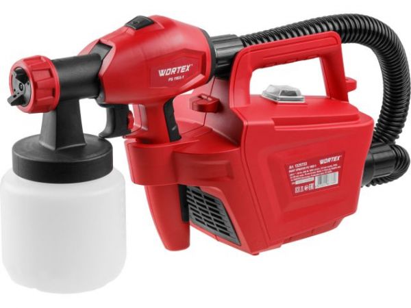 Краскораспылитель электрический WORTEX PS 1165-1 в кор. 650 Вт, 1000 мл/мин, 0.8 л бак(2.6 мм сопло, 80 DIN, выносной компрессор)