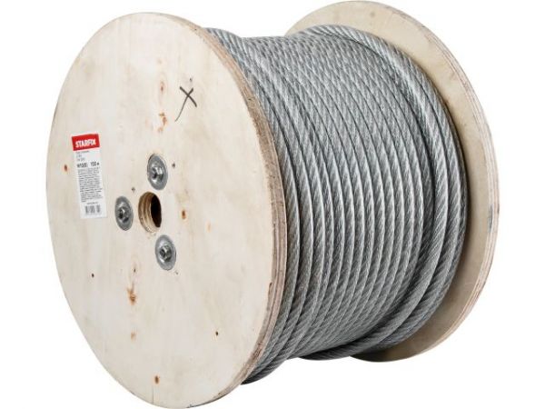 Трос стальной в ПВХ М10(8) DIN 3055 (бухта 100 м) STARFIX