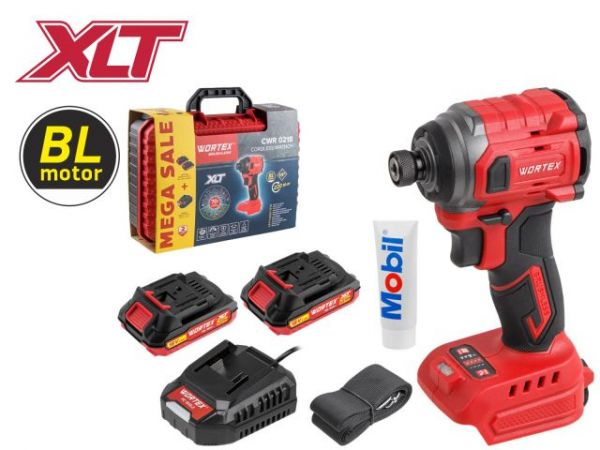 Ударный гайковерт/винтоверт WORTEX CWR 0218 в чем. XLT 2x2 А*ч, БЕСЩЕТ., 18 В, 220 Н*м(внутр. шестигр. 1/4', вес 0,92 кг)