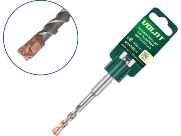 8х50х110 мм бур (сверло) SDS-plus QUADRO-X ВОЛАТ(бур по бетону, крестовая пластина)