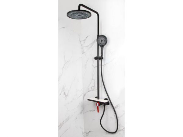 Душевая система (Lt) D35, серия Rose черный + красный, a-five(На стену, Излива нет, Троп. душ: вынос 408 мм, диаметр 250 мм.)