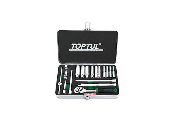 Набор головок 1/4' 4-13мм 18предм. 6гр. метал. кейс  TOPTUL