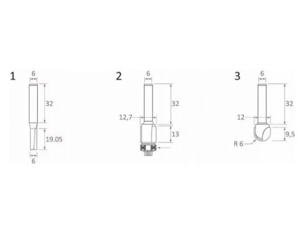 Набор фрез 3 шт. (хвостовик 6 мм) D-70459 MAKITA