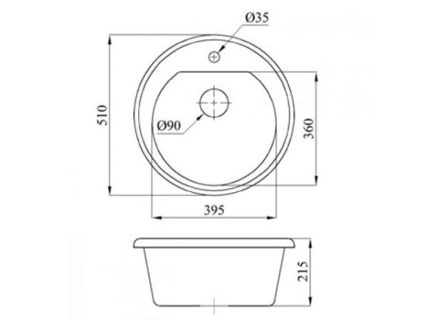 Мойка кухонная из искусственного камня RICHI серый 510х510 мм, AV Engineering