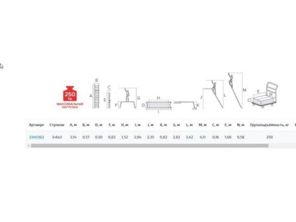 Рабочие подмости проф. 3х6х3  NV 3340 Новая Высота(макс. нагрузка 250кг, рабочая высота 282—411 см.)