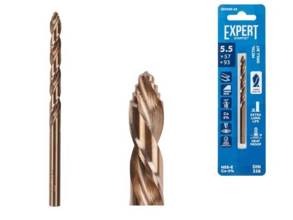 Сверло по металлу ц/х 5.5х57х93 мм HSS-Co EXPERT STARTUL(кобальт 5%)