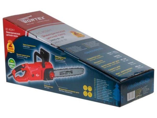 Пила цепная электрическая WORTEX EC 4024-1 шина 40 см (16'), 3/8' LP, 1.3 мм(2400 Вт, 14.5 м/с, 40.5 см, 3/8', 1.3мм, 56 зв; автосмазка, бескл. натяж. цепи, пл. пуск, тормоз це)