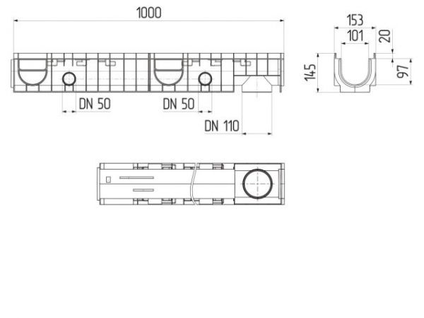 Лоток MEDIUM 100.125 h145 пластиковый, Ecoteck, РБ