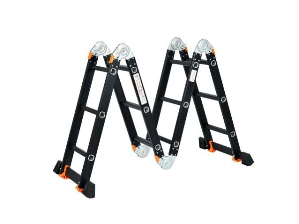 Лестница алюм. многофункц.4х5 ступ.(стрем.-283см,лестн.-580см) 15,5кг BLACK LINE STARTUL (ST9930-05)(усиленное шарнирное соединение, прорезиненные колеса и доп.стабилизаторы)