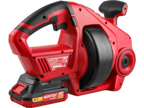 Прочистная машина WORTEX CDC 1855 в кор. ALL1 XLT SET 0-550 об/мин, трос 7,6 м. (С АКБ (2 Ач) и З/У в комплекте)
