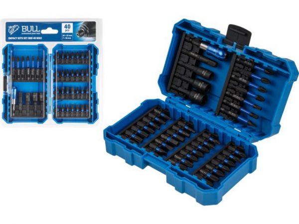 Набор бит ударных BULL Impact IMB 40 Max в кейсе(Торсионные, 58-62 HRC, 40 предметов)