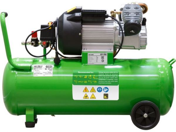 Компрессор ECO AE-705-3 коаксиальный(440 л/мин, 8 атм, коаксиальный, масляный, ресив. 70 л, 220 В, 2.20 кВт)